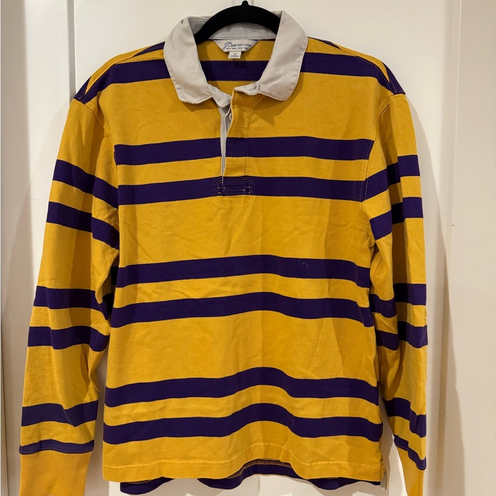 J. Crew Yellow and Purple Striped Rugby Shirt